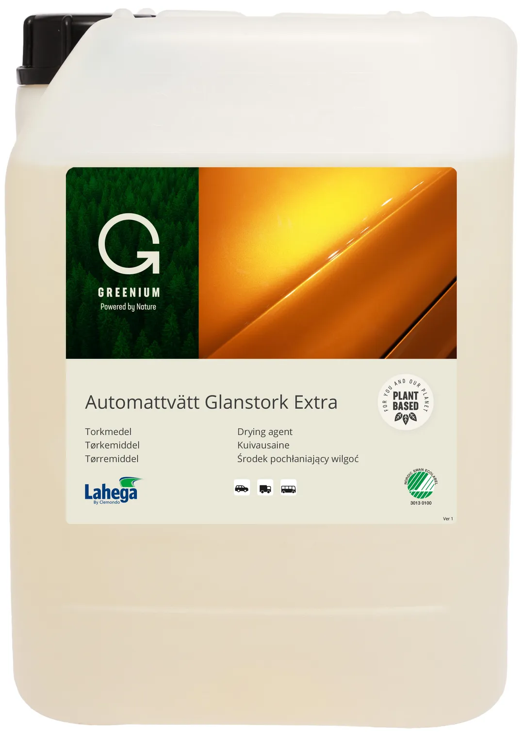 13270010 Lahega Greenium Automattvätt Glanstork Extra 10L m svan
