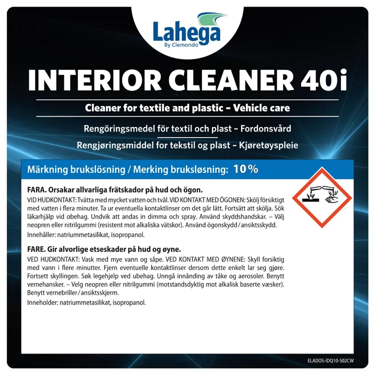 Bruksetikett Lahega Interior Cleaner 40i