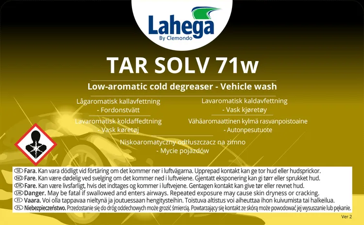 Bruksetikett Lahega Tar Solv 71w