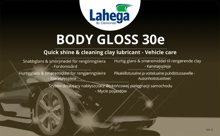 Bruksetikett Lahega Body Gloss 30e