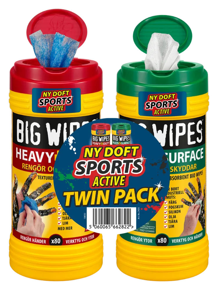 Big Wipes Heavy Duty Twinpack Våtservetter, 80 ark/st