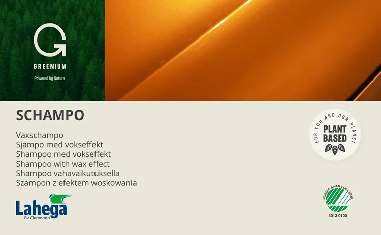 Bruksetikett Lahega Greenium Schampo