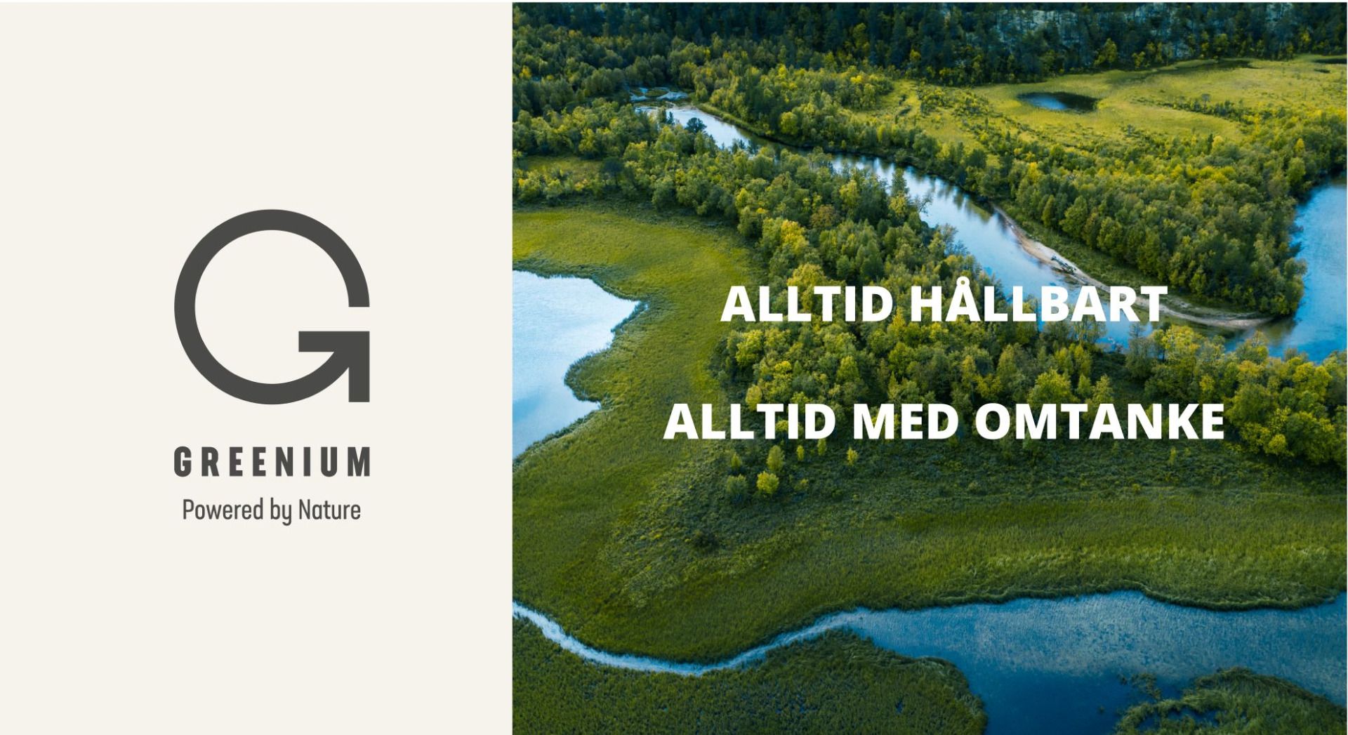 Greeniums logga  och en bild på en skog